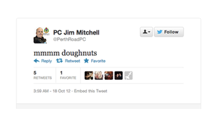 Illustration for article titled You Can Lead a Cop to Twitter, But You Can't Force Him to Not Tweet About Doughnuts